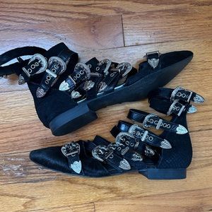 Jeffrey Campbell Psych Bootie Western Buckle Suede and Pony hair